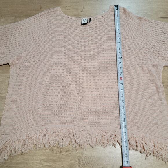 Anthropologie Akemi Kin Cotton Linen Poncho Shawl Sweater Lagenlook Boho Fringe - Picture 5 of 6